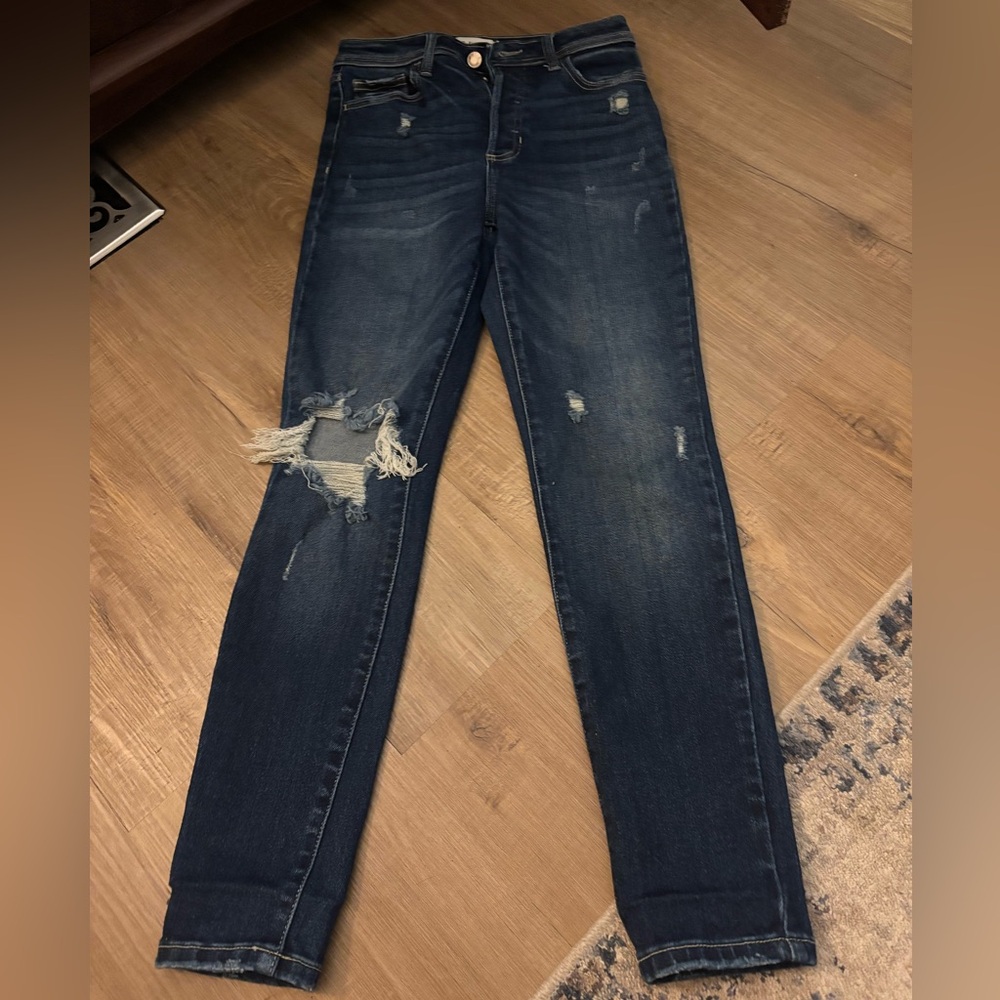 Cello Distressed Dark Blue Skinny Jeans